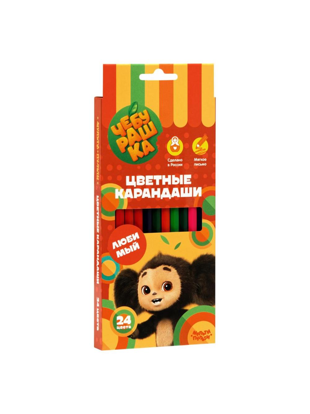 Rangli qalamlar Multi-Pulti "Cheburashka", 24 rang, o'tkir, karton, evro-ilgich CPЧБ_52997 1