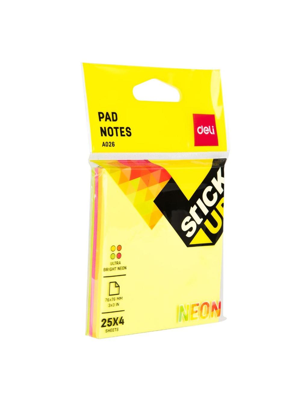 Yopishqoq qog‘oz 76x76 (4 rang-neon) Deli D-02602-EA 1