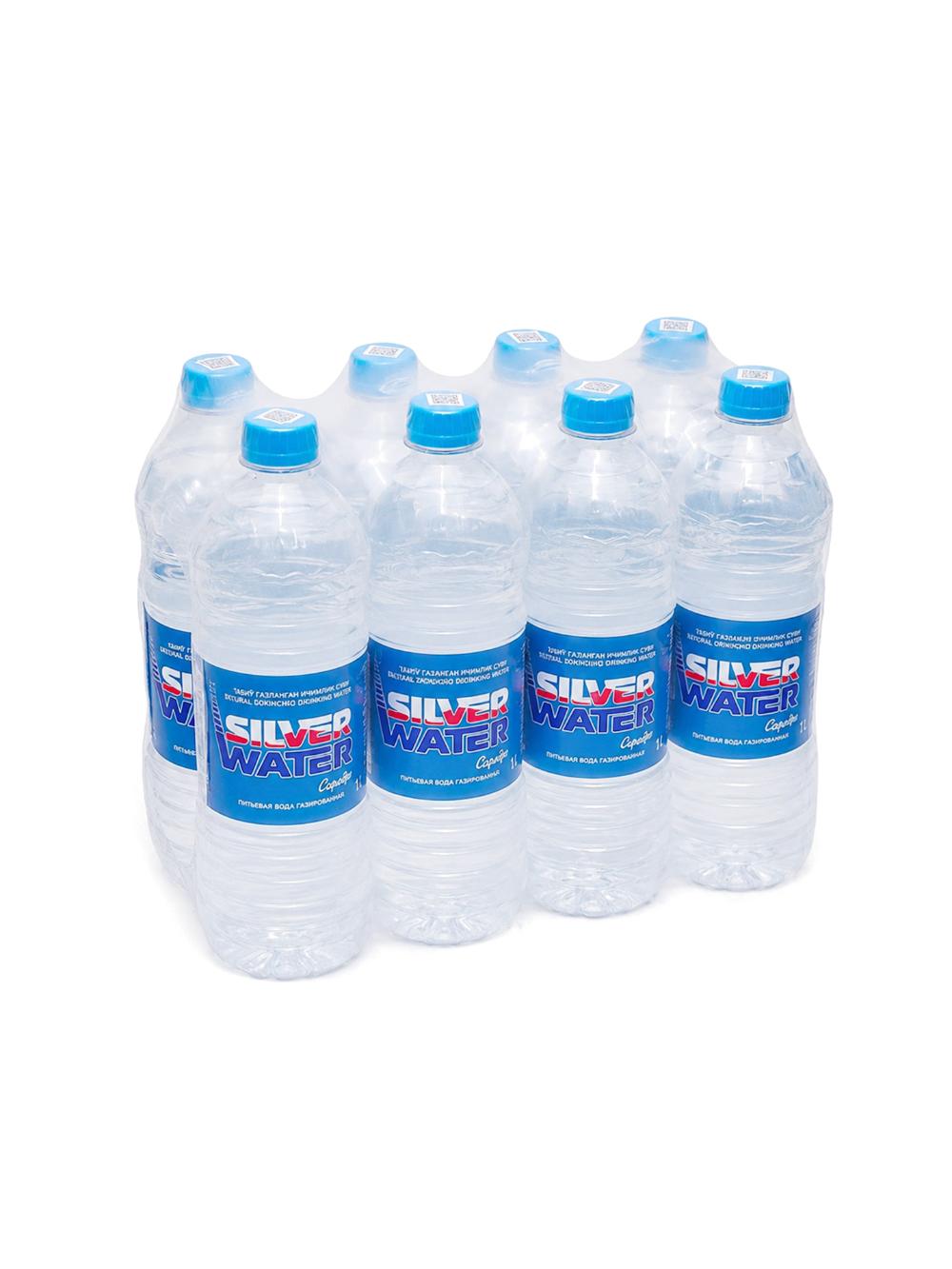 SilverWater gazlangan mineral suvi 1L, qadoqda 8 dona, narxi bir qadoq uchun ko‘rsatilgan 1
