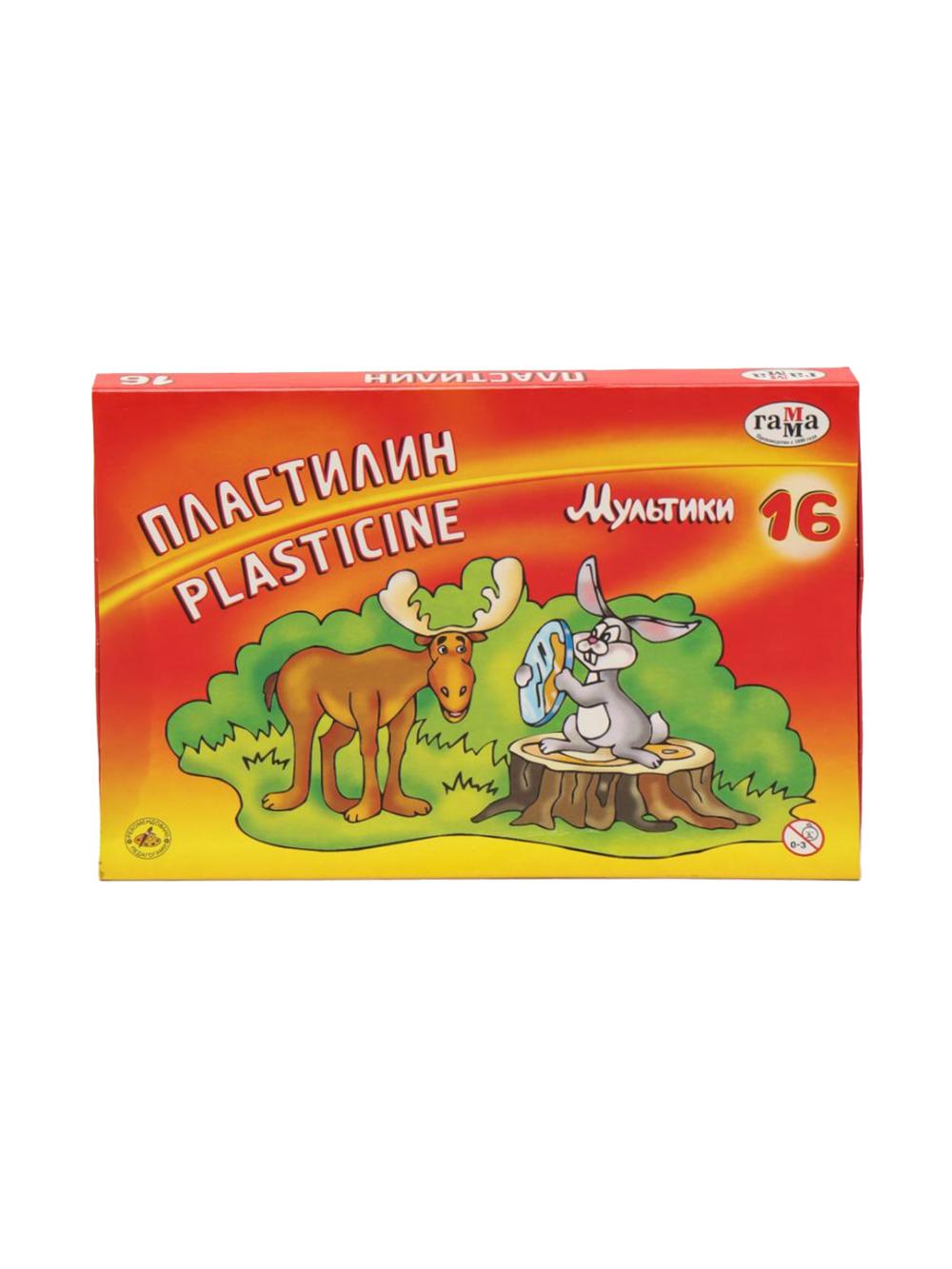 Пластилин "Мультики", 16 цветов, 320г, со стеком, картон Гамма 280027 1