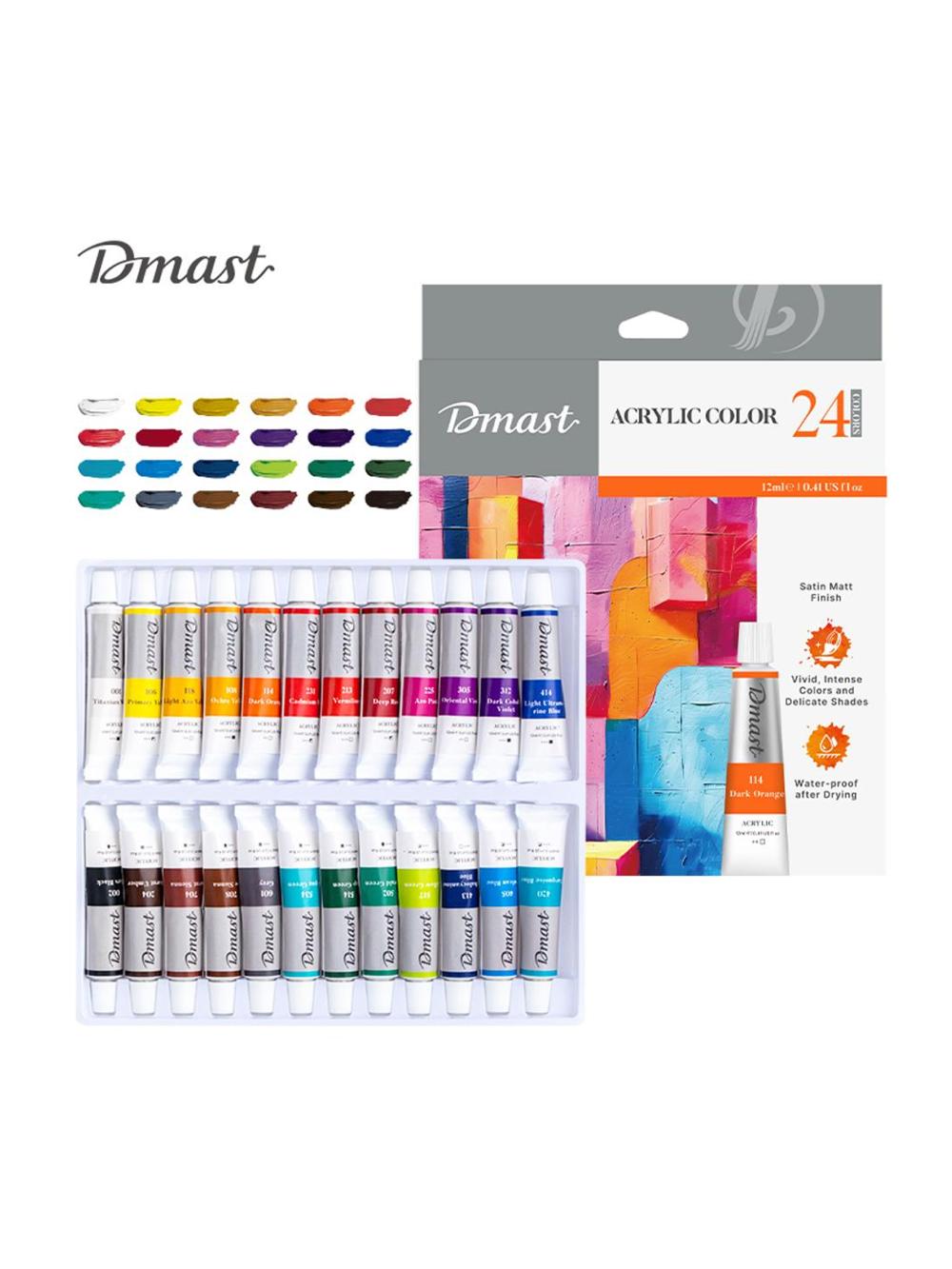 Akril bo'yoqlar 24 rang 12 ml/tubikda Deli D-331-24-EC 1