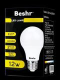 LED lampa, 12 Vt, 4000K, E27, Beshr, energiya tejamkor, diodli lampa 2