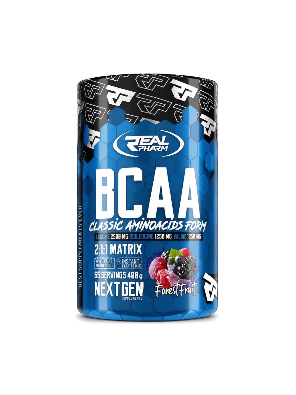 Real Pharm BCAA INSTANT 400 g Yovvoyi Mevalar Ta’mi — Tezkor Tiklanish va Mushaklarni Qo’llab-Quvvatlash 1