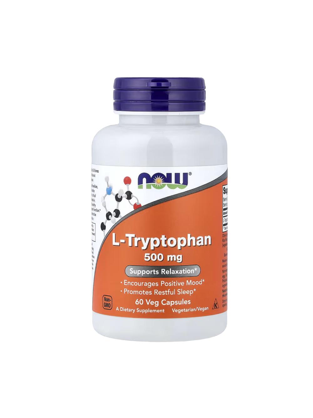 NOW L-Tryptophan 500 mg, 60 капсул — аминокислота для сна, спокойствия и эмоционального баланса 5109812816 1