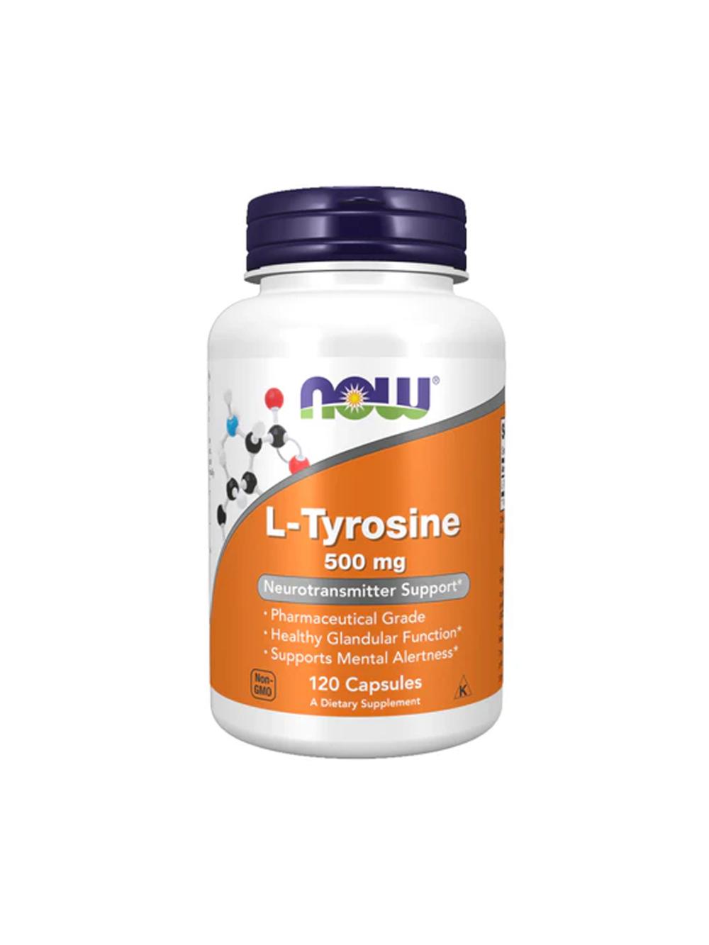 NOW L-Tyrosine 500 mg 120 капсул — аминокислота для концентрации, энергии и поддержки нервной системы 5081911686 1