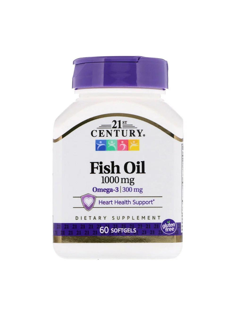 21 Century Fish Oil 1000 мг 60 капсул – Омега-3 для здоровья сердца и суставов 4867715255 1
