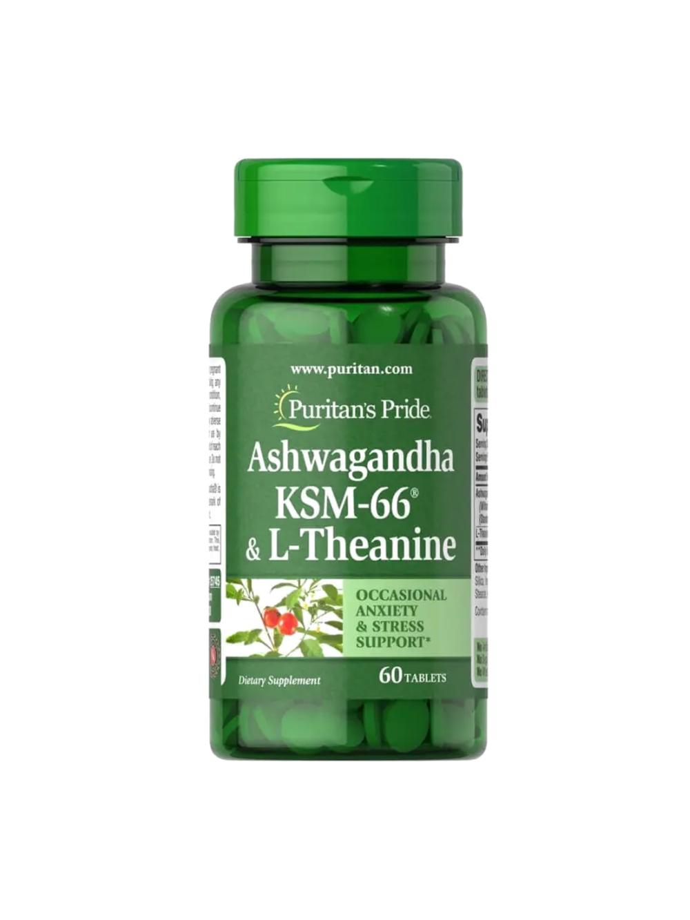 Puritan’s Pride Ashwagandha KSM-66 + L-Theanine 60 капсул — стресс-контроль и спокойствие 5052690940 1