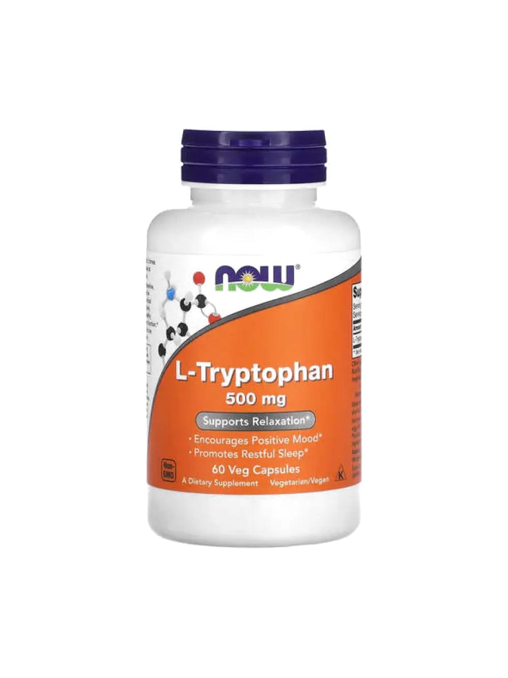 NOW L-Tryptophan 500 mg 60 капсул — аминокислота для сна, настроения и нервной системы 5086798743 1