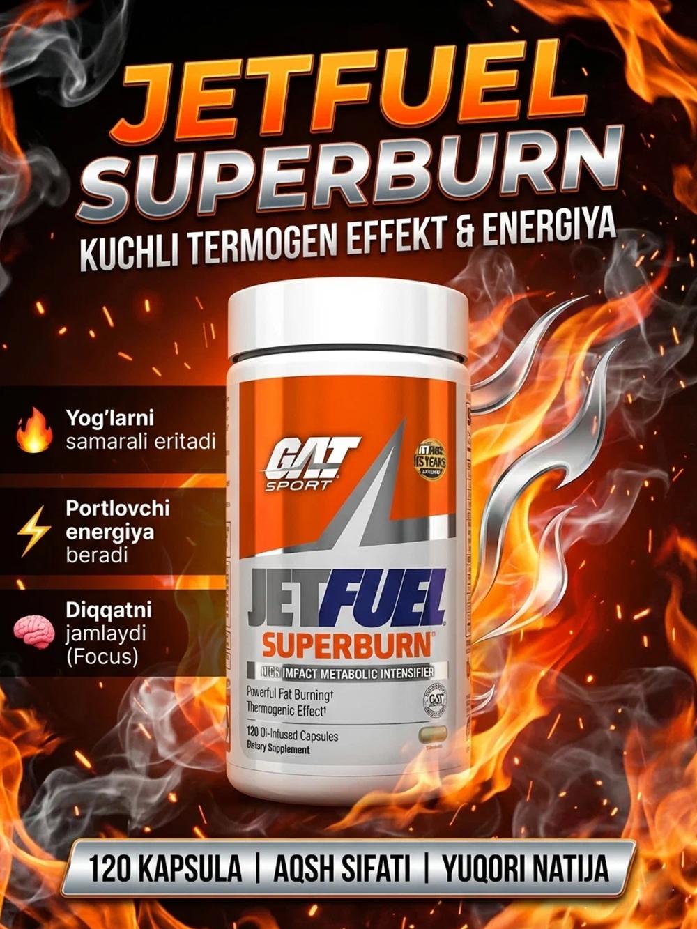 GAT JetFuel SuperBurn 120 капсул — Жиросжигатель для Энергии и Поддержки Метаболизма 5149919430 1