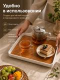 Поднос сервировочный с деревянным дном, белый бортик, 35×23 см 7