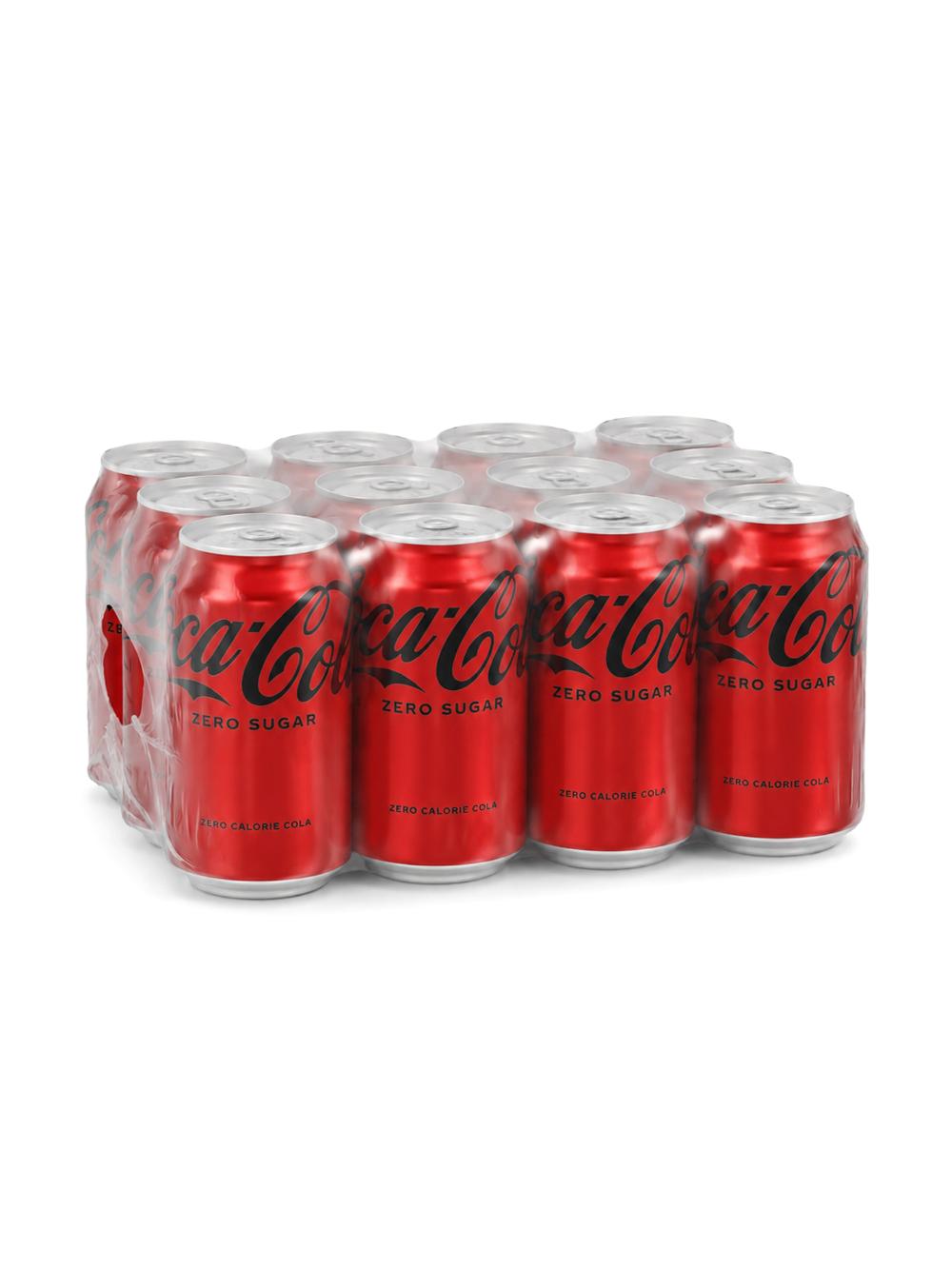 Coca-Cola Zero shakarsiz gazlangan ichimlik, 330 ml, qadoqda 12 dona, narxi bir qadoq uchun ko‘rsatilgan 1