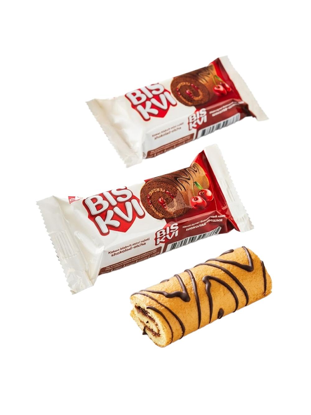 BIS KVI kakao mini ruleti 35 g, bitta qutida 36 qadoq, narx 1 quti uchun ko'rsatilgan 1
