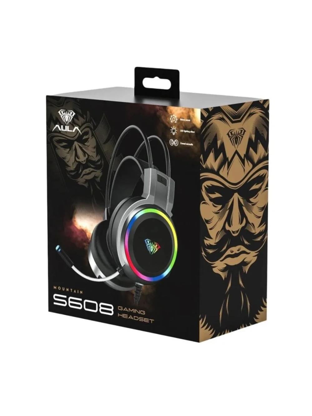 AULA S608 RGB o‘yin naushniklari mikrofon va RGB yoritish bilan 1