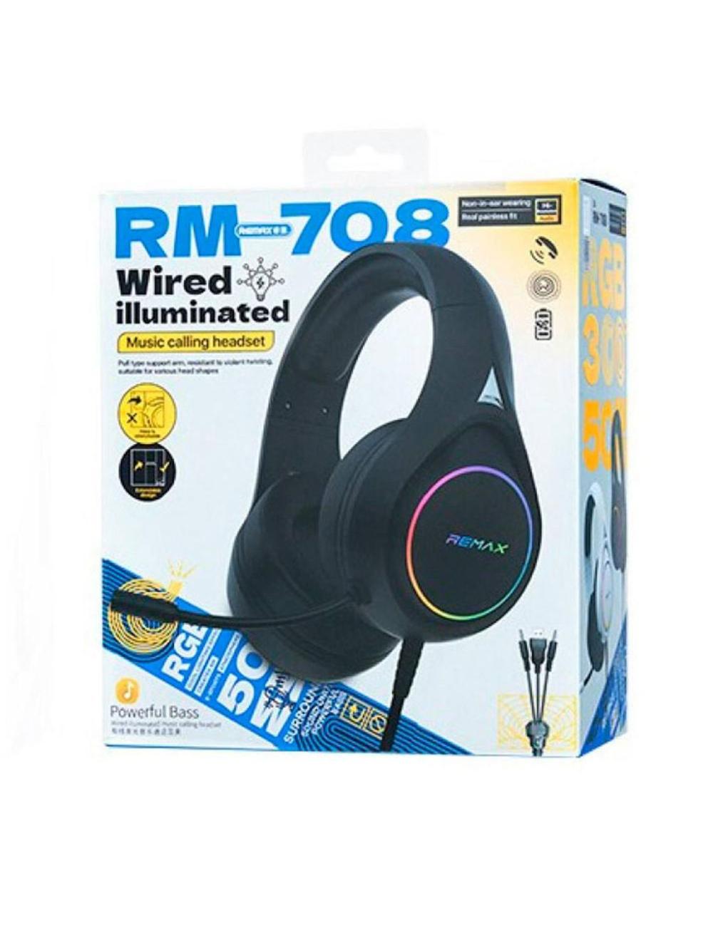 REMAX RM-708 o'yin garniturasi, RGB yoritgich, 50 mm drayverlar, 2,2 metrli kabel 2