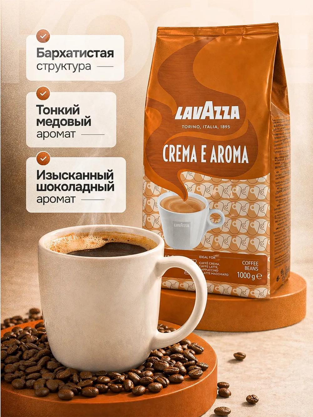 Кофе в зернах Lavazza Crema e Aroma 1 кг — арабика и робуста, средняя обжарка, насыщенный итальянский эспрессо 8