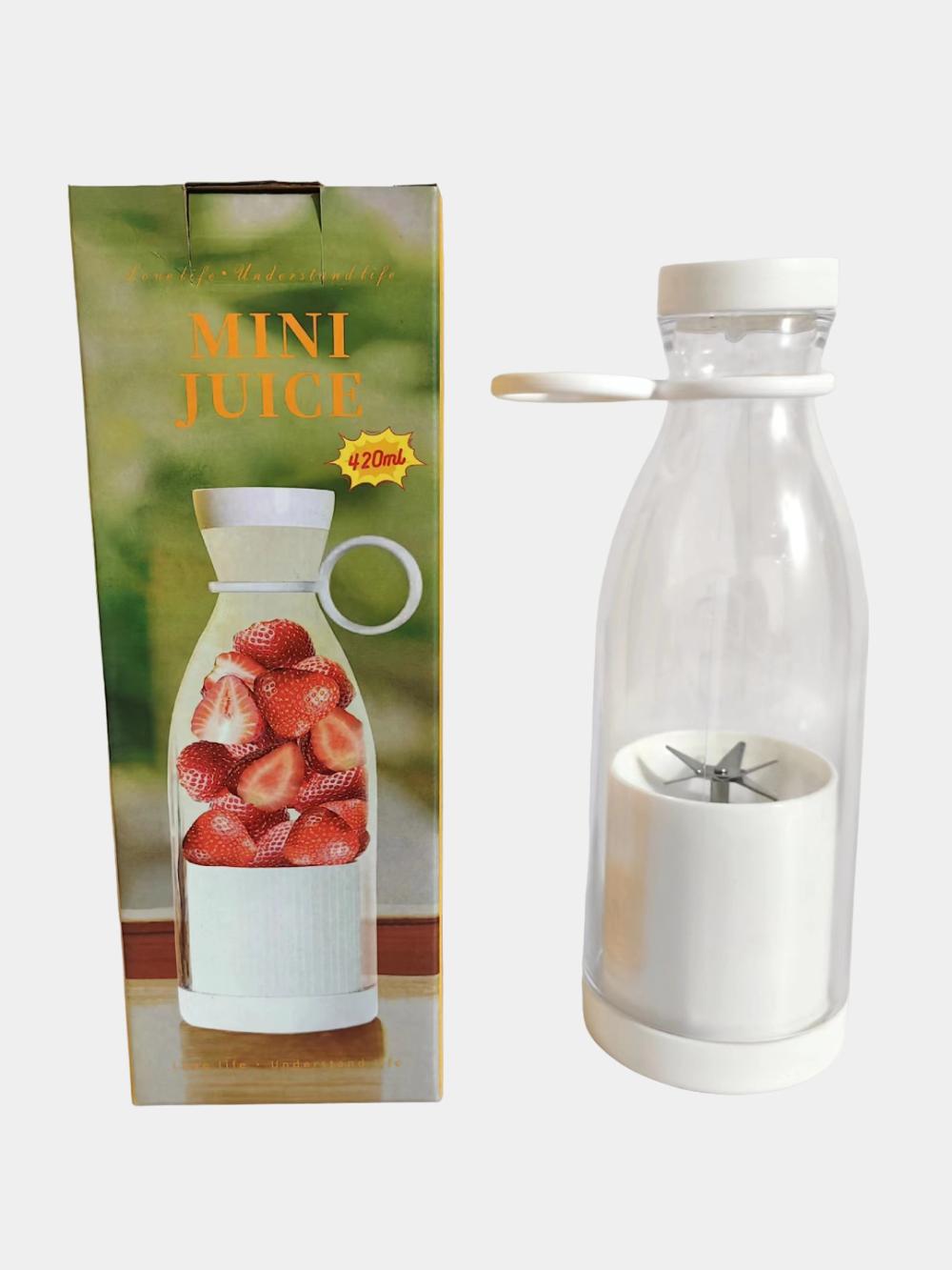 Портативный блендер MINI JUICE 420 мл, 6 лезвий, USB, 40 Вт, беспроводной, для смузи и коктейлей 8
