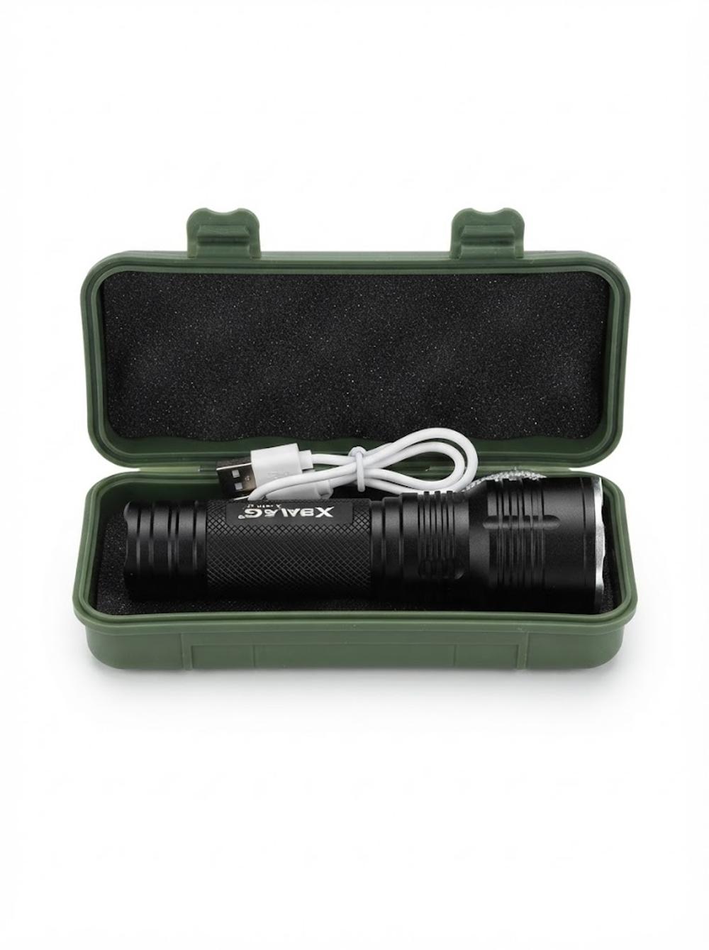 X-Balog taktik LED chirog‘i, himoya qutisida, USB orqali quvvatlanadi, namlikdan himoyalangan 1