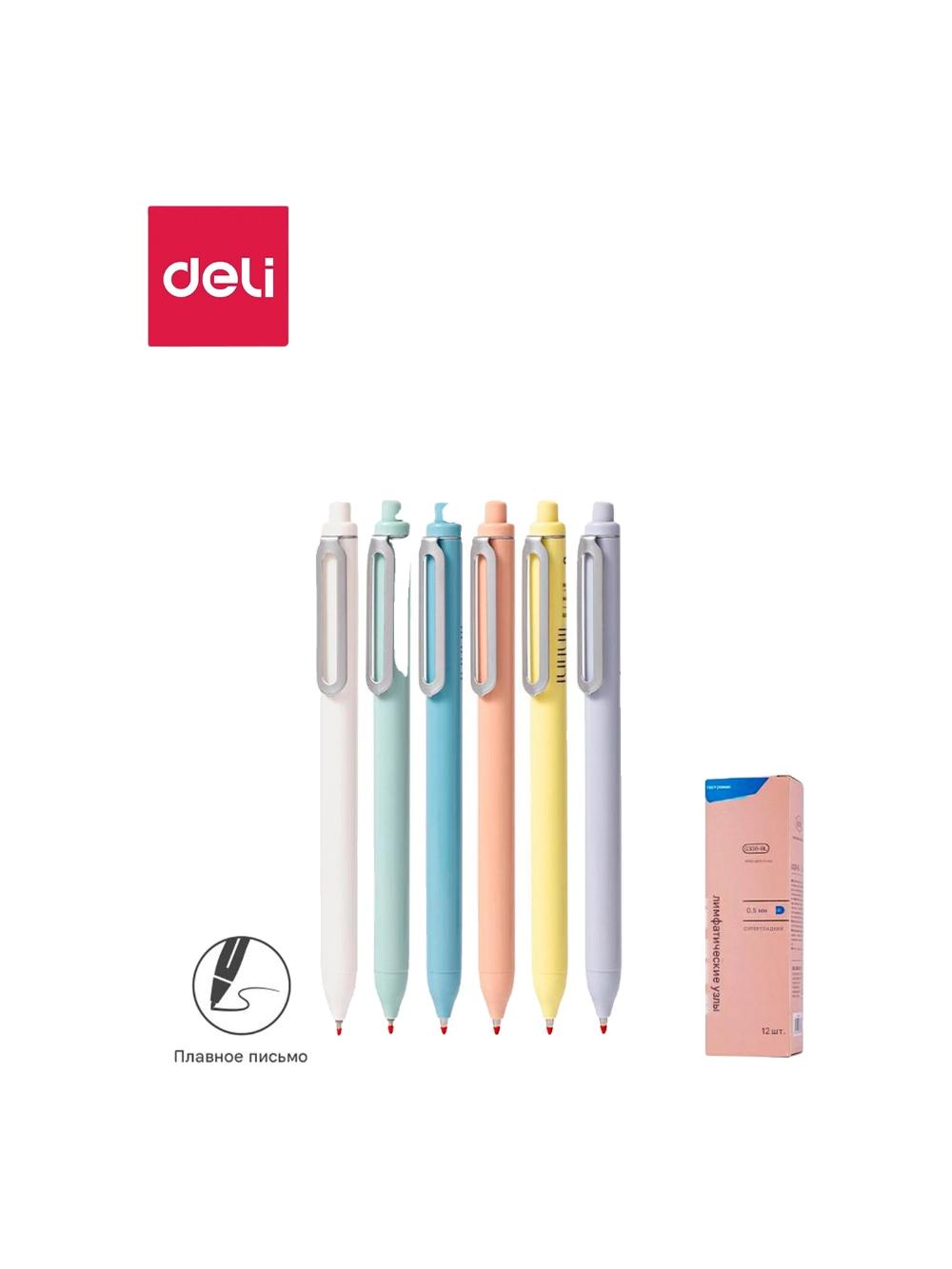 Ручка гелевая с кнопкой 0,5мм EG338-BL (сн) Deli 1