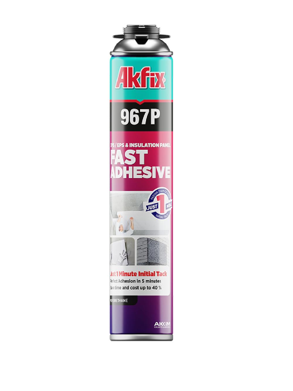 Isitish materiallari uchun poliuretan yelim Akfix 967P Fast Adhesive, pistolet uchun, 850 g (12 dona oʻramda) 1
